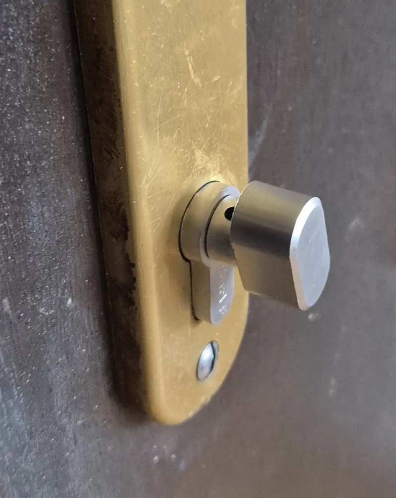 Thumbturn cylinder fitted on the inside of a door in Leeds