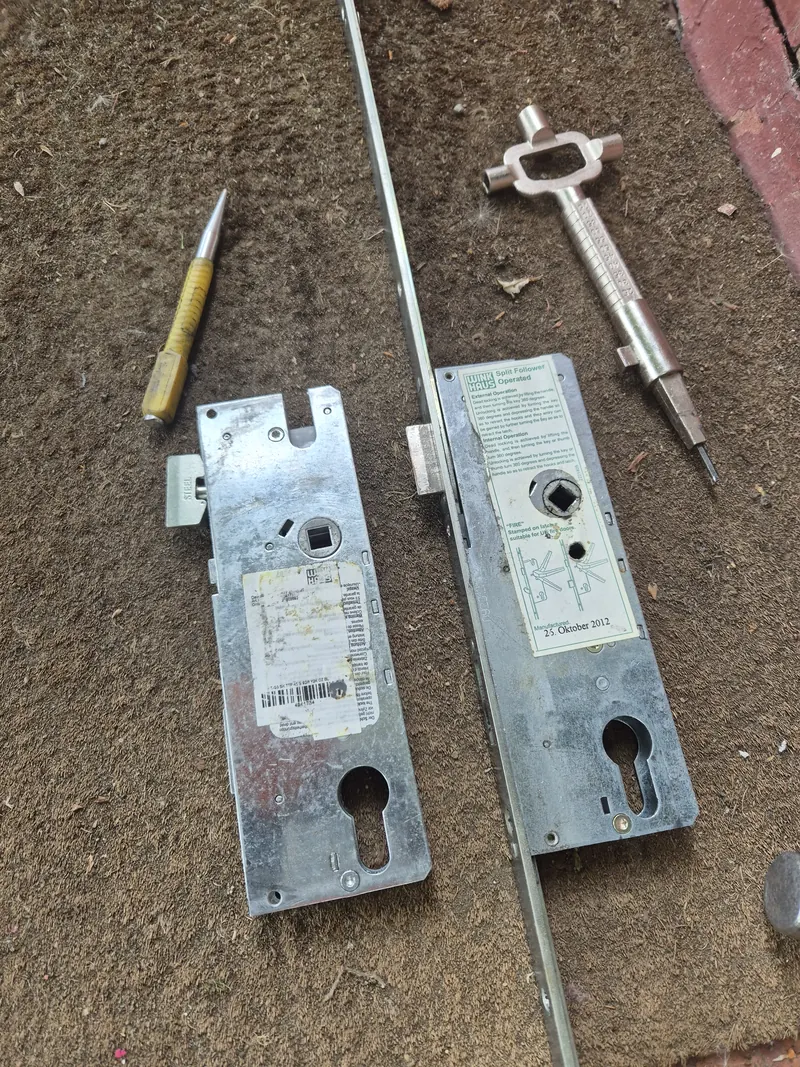 uPVC multipoint locking mechanism removed from a Leeds door